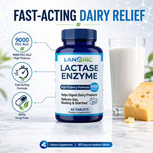 Lanoric OEM Prezzo all'ingrosso Enzima <span class=keywords><strong>Lattasi</strong></span> Naturale Vegano per Supporto Immunitario e Salute Digestiva Integratori Compresse <span class=keywords><strong>di</strong></span> Enzima <span class=keywords><strong>Lattasi</strong></span> - Product Image 2