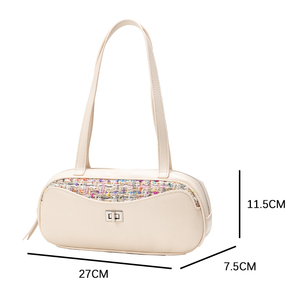 Sac à bandoulière beige avec nœud, garniture texturée, fermeture à loquet, sac à main à sangle unique pour les voyages quotidiens - Product Image 6