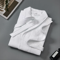 Peignoir unisexe en tissu gaufré, disponible toute l'année, longueur intégrale, col châle, pour spa, maison et détente, adapté à toutes les saisons