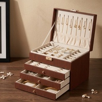 Boîte de rangement à bijoux rectangulaire haut de gamme Juncheng Gold, étanche, multicouche, avec compartiments, serrure, doublure en velours, grande capacité, portable