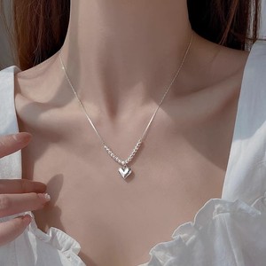 925 Sterling Silver Heart Necklace White Gold Plated Copper Lucky Charm Pendant For Women Gift Minimalist Clavicle Chain - Product Image 1