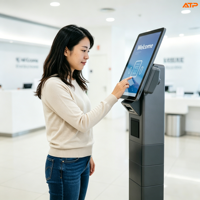 ATP Self Management Distributeur de billets et borne de gestion de file d'attente sur pied à écran tactile, personnalisable et automatique, compatible SDK, Intel
