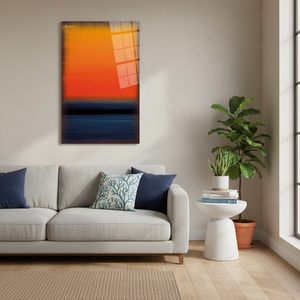 Decoración de Pared Moderna de Estilo Costero: Impresión en Lienzo de Atardecer Abstracto sobre el Océano, ARTE EN VIDRIO TEMPLADO - Product Image 3