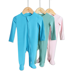 โรงงาน<span class=keywords><strong>ราคา</strong></span>ดียาง 97 ไม้ไผ่ 3 สแปนเด็กซ์ 260 GSM Footie เด็กแขนยาว Romper ถักทารก Romper - Product Image 1