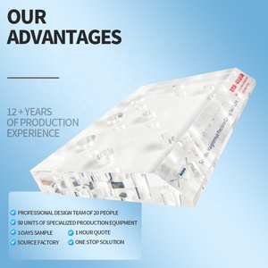 Engraved <strong>Custom</strong> Logo 20mm Solid Clear Acrylic <strong>Block</strong> Shop Display Cube Lucite UV Printing <strong>Block</strong> Acrylic Crystal Tiles - Product Image 2