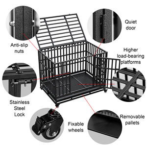 Toptan katlanabilir ticari köpek kafesi 42 inç çift kapı kare tüp çerçeve plastik palet ağır köpek taşıma kafesi - Product Image 3