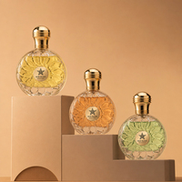 Flacon de parfum vide élégant, rond et texturé, 30ml, 50ml, 100ml, avec couvercle doré artistique et irrégulier personnalisé pour fabricant de parfums