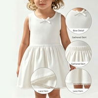 Robe sans manches pour filles, printemps/été, avec nœud et jupon en dentelle