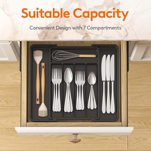 Organizzatore Espandibile per Posate Lifewit, Vassoio Porta Utensili <span class=keywords><strong>in</strong></span> <span class=keywords><strong>Plastica</strong></span> per <span class=keywords><strong>Cassetto</strong></span> Cucina, Senza BPA, Porta Posate e Utensili <span class=keywords><strong>da</strong></span> Tavola - Product Image 2