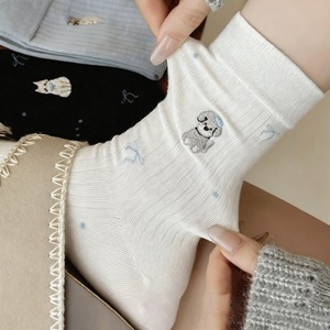 Crew Socks Women Mid Calf Sweet Puppy Kitten Print Sweat Absorbent Casual Youth Style - Product Image 4