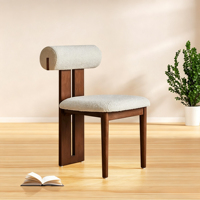 Chaises de salle à manger de luxe en bois massif d'inspiration française avec rembourrage capitonné léger - Design vintage écologique