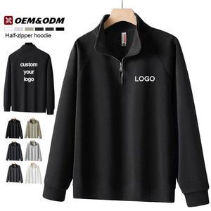เสื้อฮู้ดสตรีทแวร์ผู้ชายผ้าฝ้ายแบบซิปครึ่งตัว  เสื้อฮู้ดผู้หญิงแบบซิป  คุณภาพสูง นุ่มสบาย  สามารถสั่งทำได้ - Product Image 1
