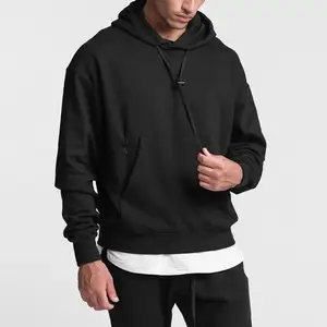 High quality pullover thick fleece cotton jumper active drop shoulder men oversize blank hoodies with zipper