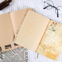 Carnet de notes rétro en papier kraft, agenda coloré, carnet de notes scolaire floral, fournitures de bureau, papeterie