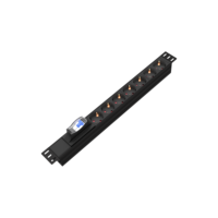 PDU Rak Mount 19" 1U OEM yang Sangat Dapat Disesuaikan, Tipe Schuko F dengan Pelindung Lonjakan Arus untuk Pusat Data & Penggunaan Rumah Tangga