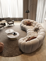 Italienisches Minimalistisches Design Großes Villa-Wohnzimmer Gebogenes Eck-Rundsofa aus Stoff