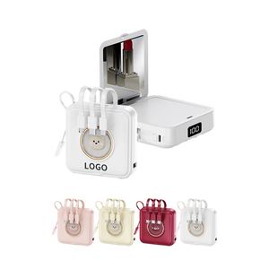 Banco de Energía Portátil de 10000 mAh con Logotipo Personalizado, Mini Espejo de Maquillaje de Bolsillo con Cable Integrado - Product Image 2