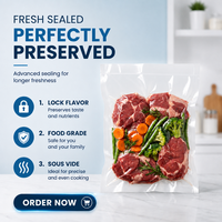 Sacs sous vide à scellage thermique sans BPA, sacs en plastique transparents PA PE à trois soudures latérales pour emballage alimentaire commercial