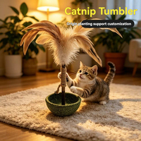 Jouet pour chat en forme de balançoire avec herbe à chat naturelle, plumes et clochettes, jouet interactif et auto-entretenant pour animaux de compagnie, jouet durable pour chatons
