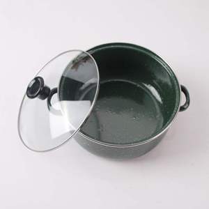 Enamel Saucepan Set - Textured Glass Lid Thick Enamel <b>Pot</b> Cooking <b>Pan</b> - Product Image 4