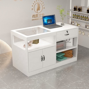 Mostrador de Caja para Tienda de Ropa Femenina, Mesa de Bar Pequeña, Cuero, Estilo Simple y Elegante, Recepción, Personalizable - Product Image 4