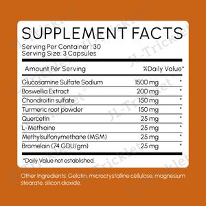 जुलूंग ओएम ग्लूकोसामाइन चोन्ड्रोइटिन कैप्सूल गैर-gmo हल्दी और mism ग्लूकोसाइमिन चोंड्रोइटिन जोड़ों की गतिशीलता और उपास्थि का समर्थन करता है - Product Image 4