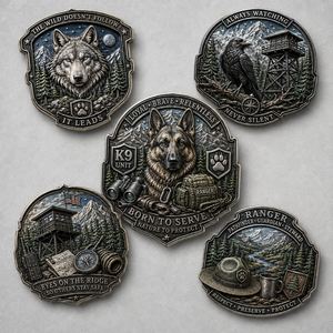 Pièce <span class=keywords><strong>de</strong></span> monnaie gravée K9 Ranger Wolf Outdoor Unit en nickel noir, design <span class=keywords><strong>de</strong></span> logo 3D, pièce <span class=keywords><strong>de</strong></span> monnaie <span class=keywords><strong>de</strong></span> défi pour récompense <span class=keywords><strong>de</strong></span> service, gravure double face - Product Image 1