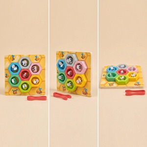 เกมจับคู่รังผึ้งแบบมอนเตสซอรี่ ของเล่นไม้เสริมพัฒนาการสำหรับเด็ก ฝึกการคิดเชิงตรรกะ เหมาะสำหรับเด็กอายุ 2-14 ปี - Product Image 2