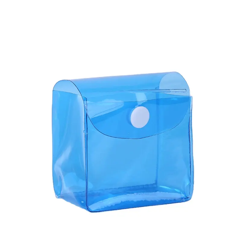 كيس صغير من البلاستيك بلون مقاوم للماء كيس مفتوح للحلوى شفاف من كلوريد البولي فينيل مع أزرار