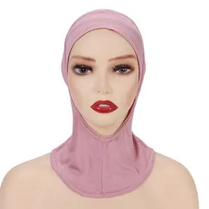 2024 새로운 뜨거운 판매 이슬람 단색 히잡 언더 캡 이슬람 여성 탄성 보닛 부드러운 면 내부 모자