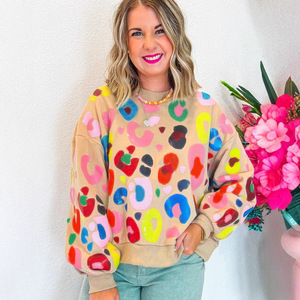 2025 ODM alta qualità foderato Pullover <span class=keywords><strong>felpa</strong></span> per donna Logo anteriore autunno stagione di scarico stampato a farfalla maniche rivetto - Product Image 2