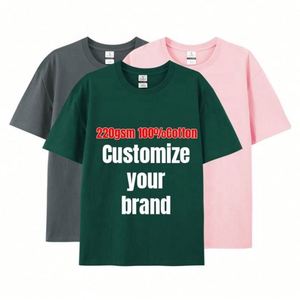 O-Neck Slim Fit Men's T Shirt Custom Brand Logo 220gsm High Quality Unisex T Shirts Manufacturer Custom Screen Print - Product Image 2