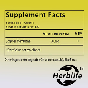 OEM/ODM Vente chaude Membrane de coquille d'œuf 500 mg (Non-OGM, Sans gluten, Soutien articulaire), 120 gélules végétales - Product Image 2