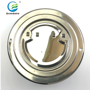 Grille de ventilation externe en acier inoxydable avec volet anti-retour, capot d'évacuation à lame mobile, finition miroir/brossée, design graphique - Product Image 1