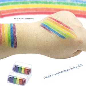 Crayons de <span class=keywords><strong>peinture</strong></span> faciale arc-en-ciel, lavables, non toxiques, pour enfants, fêtes, sports, Halloween - Product Image 3