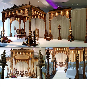 Mandap Cuadrado de Estilo Vintage para Bodas, Decoración de Mandap con Pilares Hathi para Bodas Indias, Mandap Premium para Grandes Eventos de Boda en Los Ángeles - Product Image 1