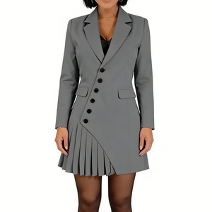 ชุดเดรสผู้หญิงทรงเอ-สแตรท ชายกระโปรงจีบ ปกเสื้อแบบเว้า ชุดเดรสออกงานแฟชั่นสำหรับผู้หญิง - Product Image 1