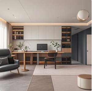 Fabrication sur mesure de meubles de cuisine en bois américain laqué, sans poignée, design OEM - Product Image 2