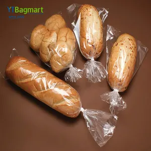 Luckytbbagmart — sac en plastique Transparent avec Logo personnalisé, qualité alimentaire, Poly plat, perforé, boulangerie, pour le pain, vente en gros