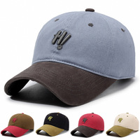 Gorra de Béisbol Azul Pizarra de Dos Tonos, Ajustable, con Visera Marrón, Casual, Unisex, Seis Paneles, OEM, Venta al Por Mayor