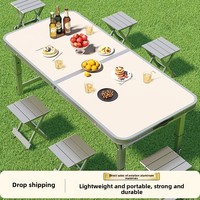 Ensemble de table et chaises pliantes en aluminium portable, léger, moderne, minimaliste, pour le camping en plein air, le pique-nique, le barbecue, le parc, la terrasse, le balcon