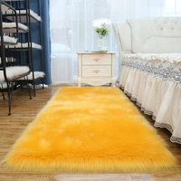 Long Rectangular Faux Fur Area Rug Soft Plush Shaggy Bedside Runner Rugs Fluffy Sheepskin Fur Carpet for Bedroom Decoration