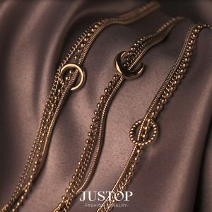 Pulsera JUSTOP Moderna de 3 Capas con Cadena de Bolas Pequeñas, Resistente al Agua, de Acero Inoxidable con Baño de Oro de 18K - Product Image 1