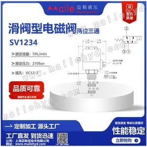 Válvula de Control Direccional Sv12 34, Válvula de Cartucho Hidráulica, Electromagnética, para Productos Petroleros, Aplicación a Temperatura Ambiente - Product Image 5
