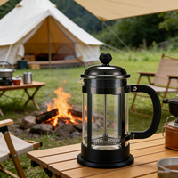 Cafetière à piston argentée, cafetière à piston pour café, thé, lait, en verre borosilicate et sans BPA