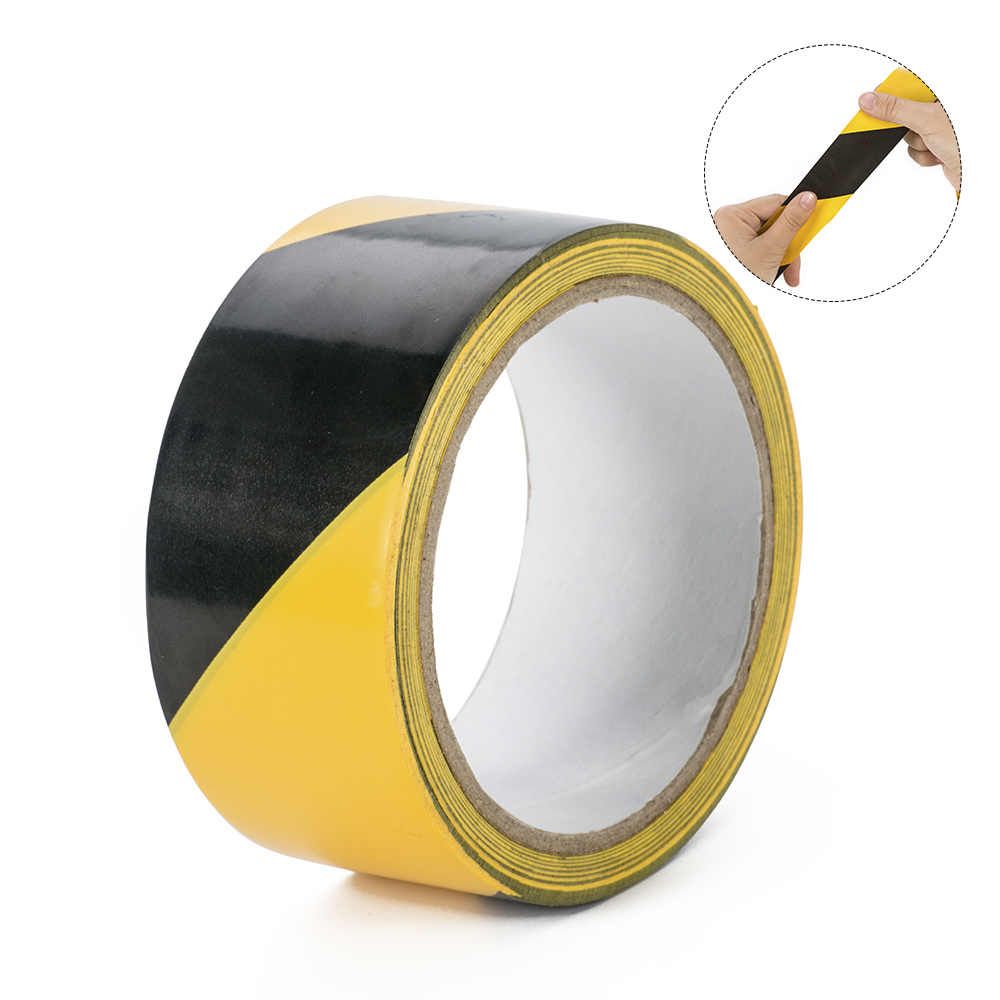 Самоклеящаяся лента из ПВХ Черного и желтого цвета для промышленной маркировки пола, предупреждающая лента, защитная лента