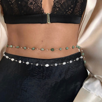 Bijoux de corps sexy, chaîne de corps en or 18 carats, chaîne de taille en perles de pierre naturelle, chaîne de ventre en acier inoxydable pour filles