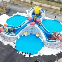 Parc aquatique gonflable Nova Giant Amusement Aqua City sur terre avec piscine Intex