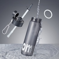 Bouteille d'eau sport Tritan pour femme, grande capacité, élégante, résistante à la chaleur, portable, avec paille, idéale pour le cyclisme estival