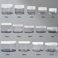 Vente en gros de pots en plastique PET de haute qualité pour crème cosmétique avec couvercle, capacité de 5 ml, 10 ml, 15 ml, 20 ml, 30 ml, 50 ml, 100 ml, 120 ml